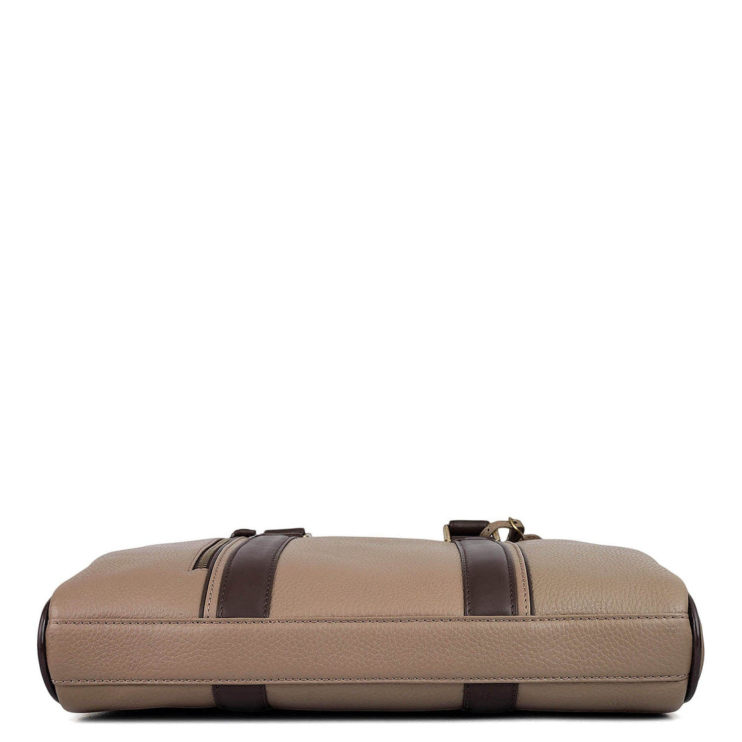Wax Leather Laptop Bag - Greyish Taupe