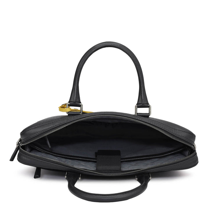 Franzy Leather Laptop Bag - Black