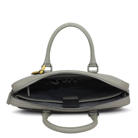 Franzy Leather Laptop Bag - Stone Grey