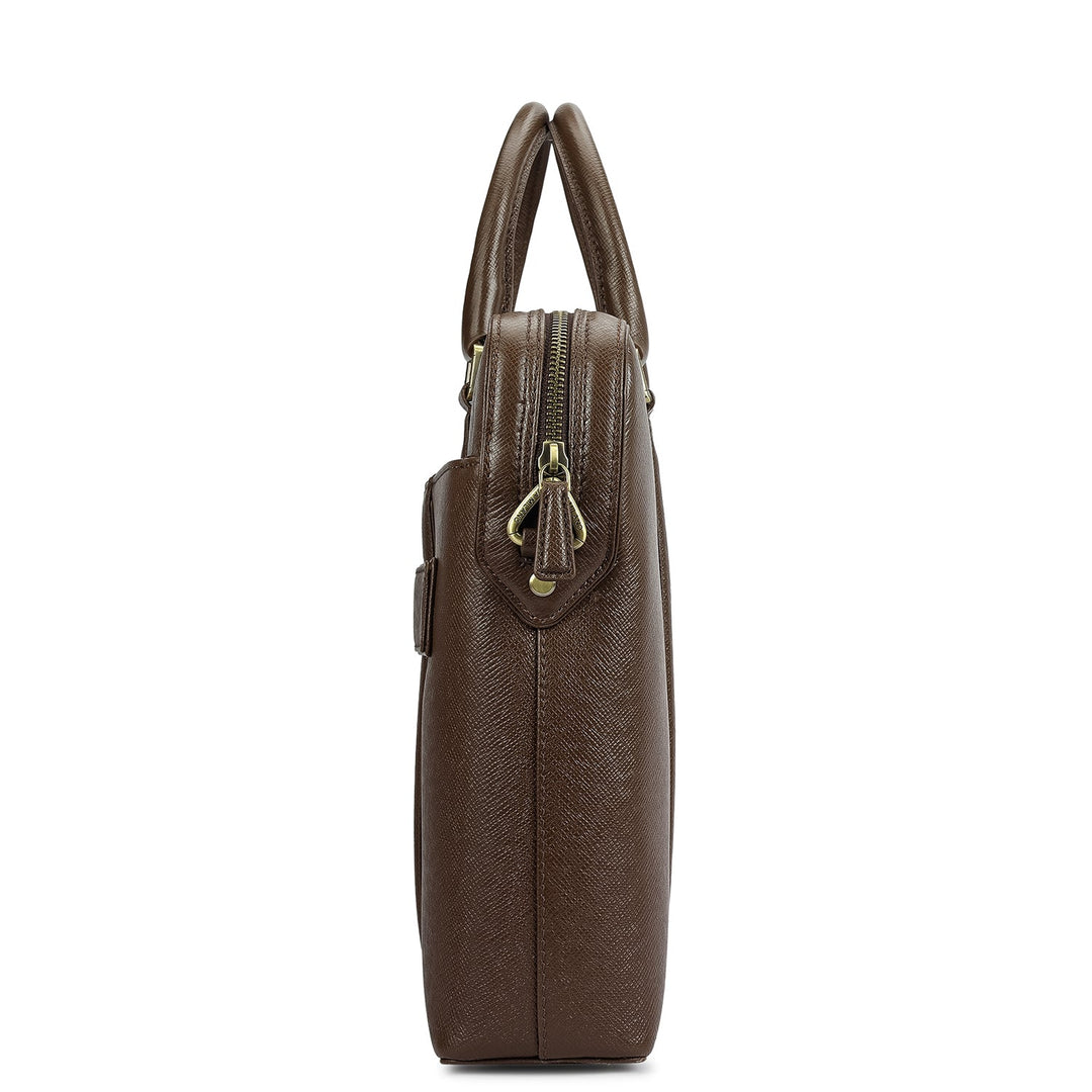 Franzy Leather Laptop Bag - Walnut