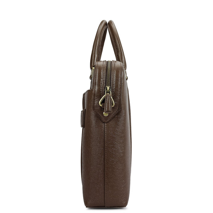 Franzy Leather Laptop Bag - Walnut
