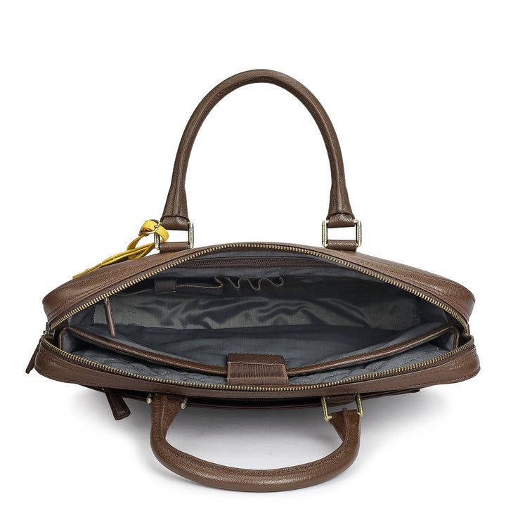 Franzy Leather Laptop Bag - Walnut