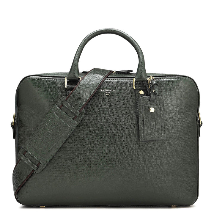 Petrol Green Franzy Leather Laptop Bag - Upto 15"