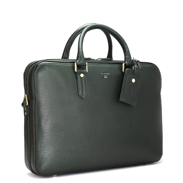 Petrol Green Franzy Leather Laptop Bag - Upto 15"