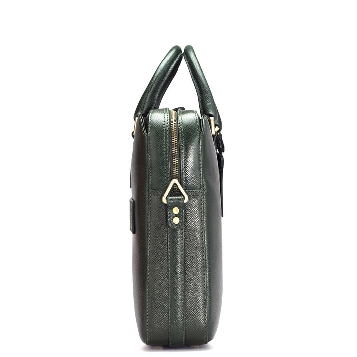 Petrol Green Franzy Leather Laptop Bag - Upto 15"