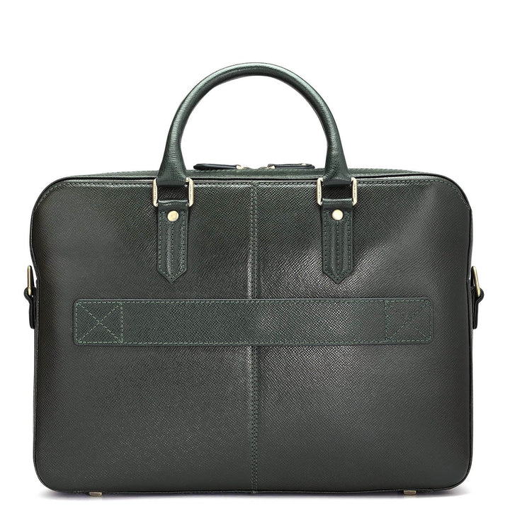 Petrol Green Franzy Leather Laptop Bag - Upto 15"