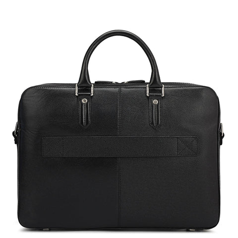Franzy Leather Laptop Bag - Black