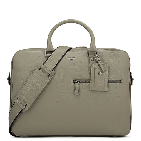Franzy Leather Laptop Bag - Stone Grey