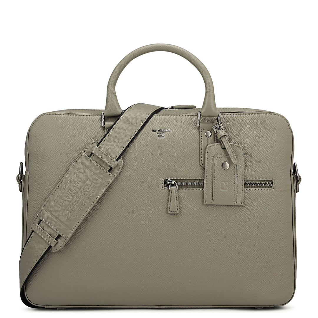 Franzy Leather Laptop Bag - Stone Grey