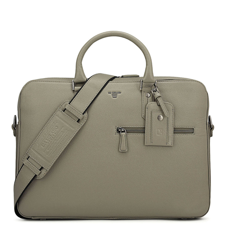 Franzy Leather Laptop Bag - Stone Grey