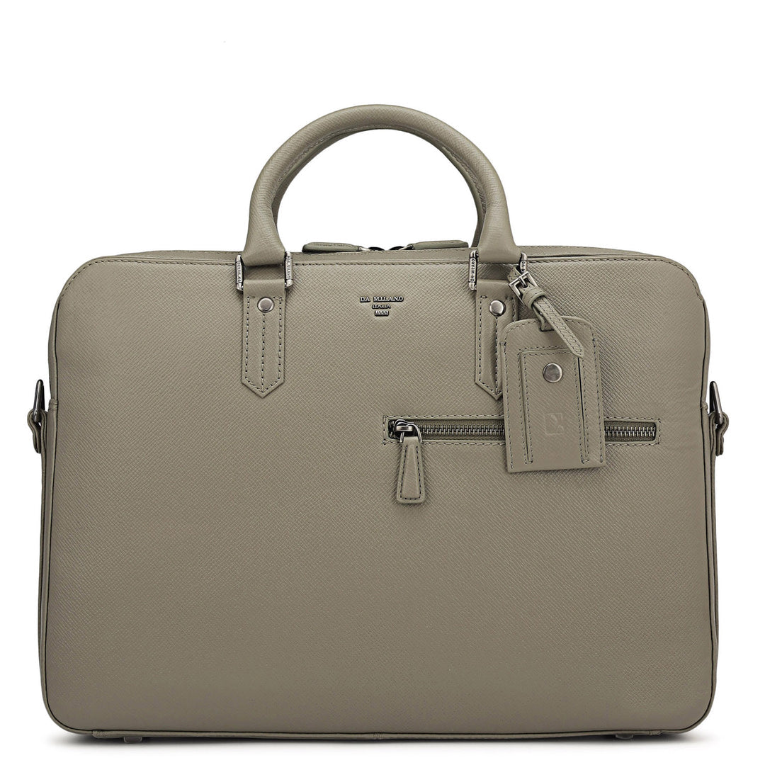 Franzy Leather Laptop Bag - Stone Grey
