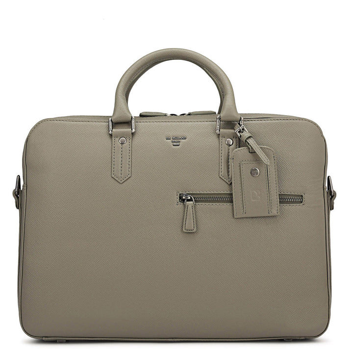Franzy Leather Laptop Bag - Stone Grey