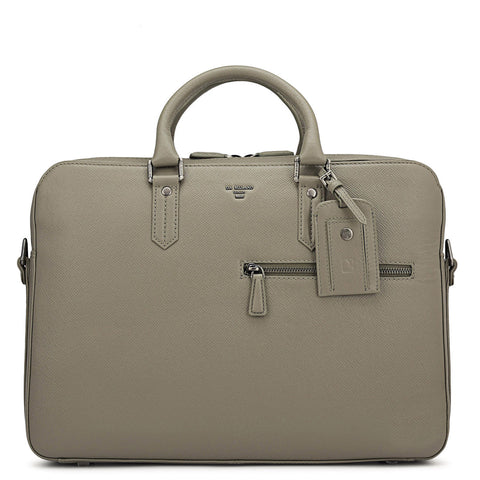 Franzy Leather Laptop Bag - Stone Grey