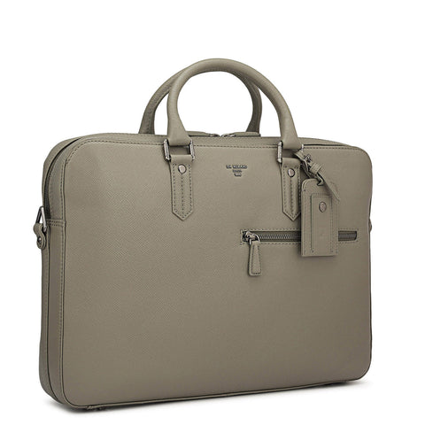 Franzy Leather Laptop Bag - Stone Grey
