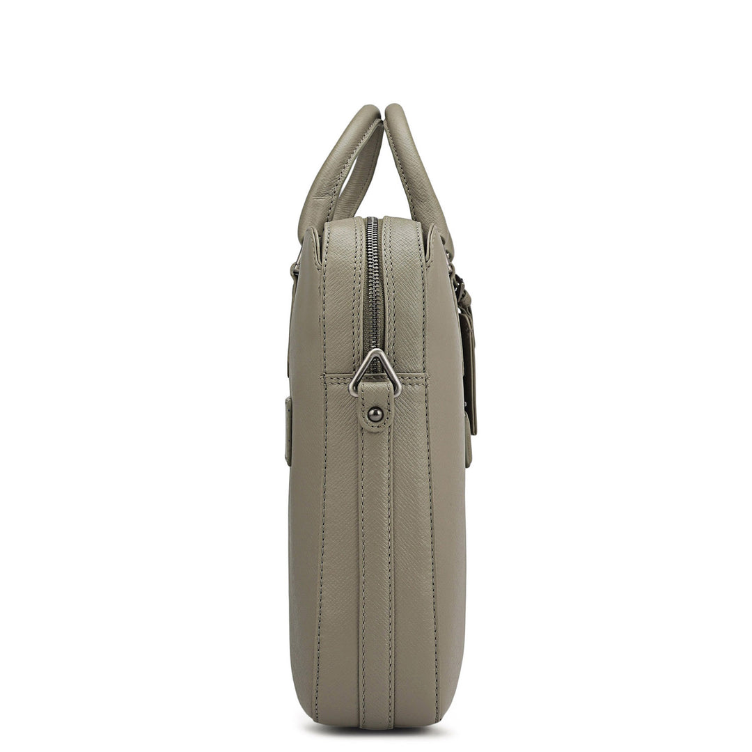 Franzy Leather Laptop Bag - Stone Grey