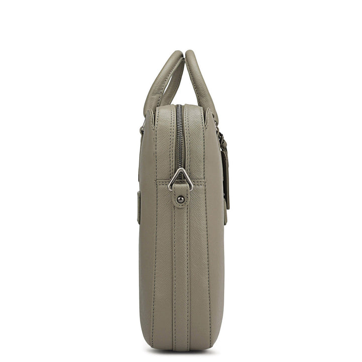 Franzy Leather Laptop Bag - Stone Grey