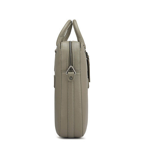 Franzy Leather Laptop Bag - Stone Grey