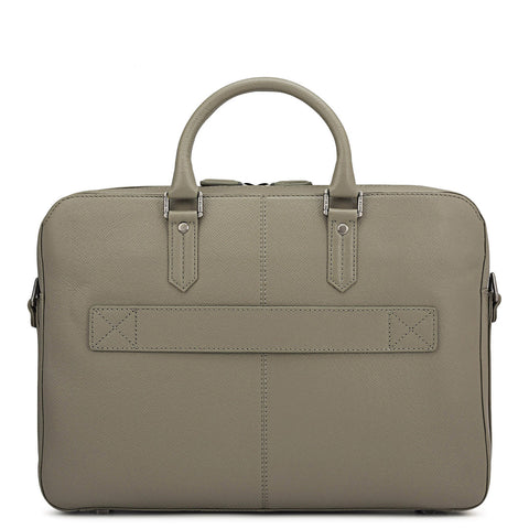 Franzy Leather Laptop Bag - Stone Grey