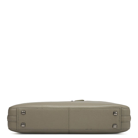 Franzy Leather Laptop Bag - Stone Grey