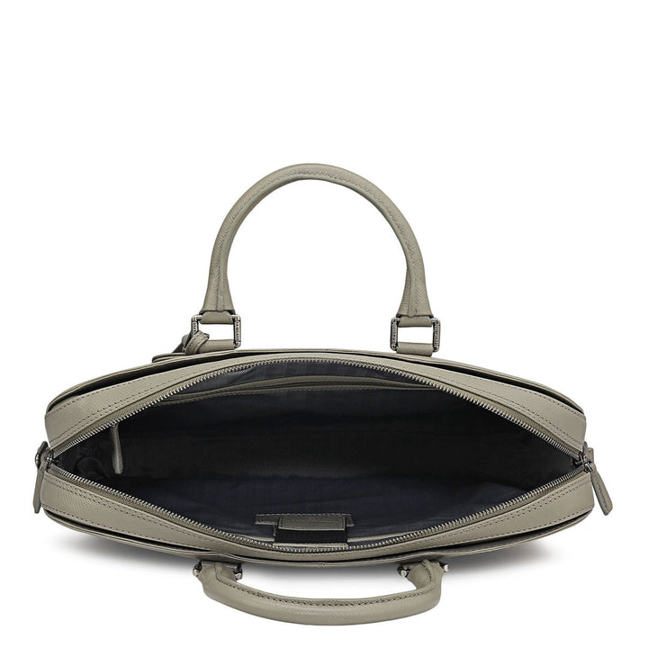 Franzy Leather Laptop Bag - Stone Grey