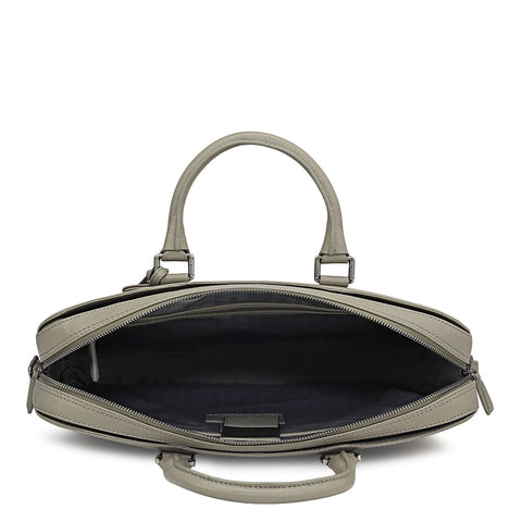 Franzy Leather Laptop Bag - Stone Grey