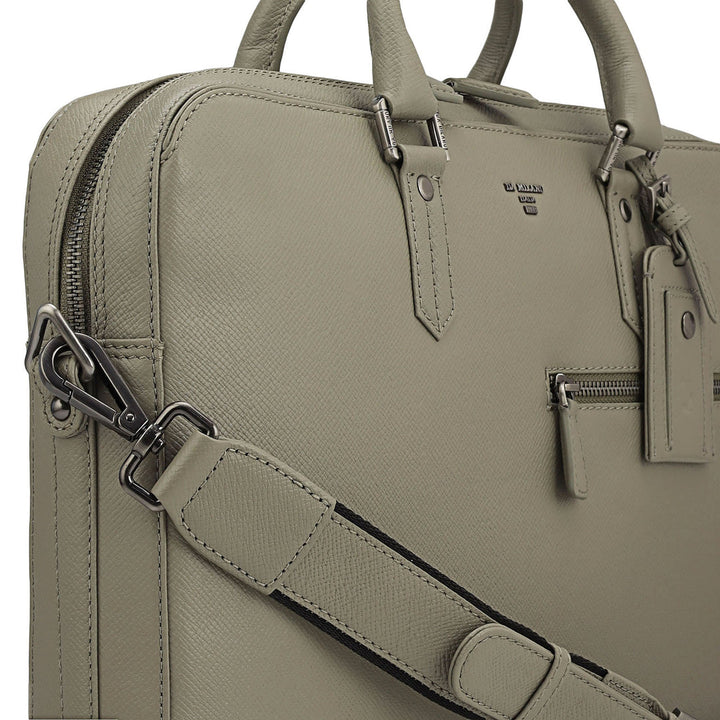 Franzy Leather Laptop Bag - Stone Grey