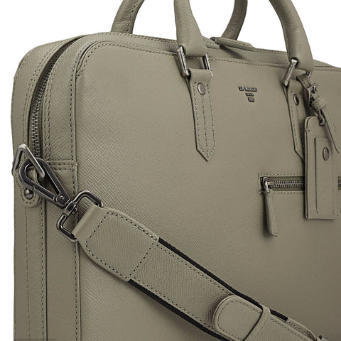 Franzy Leather Laptop Bag - Stone Grey