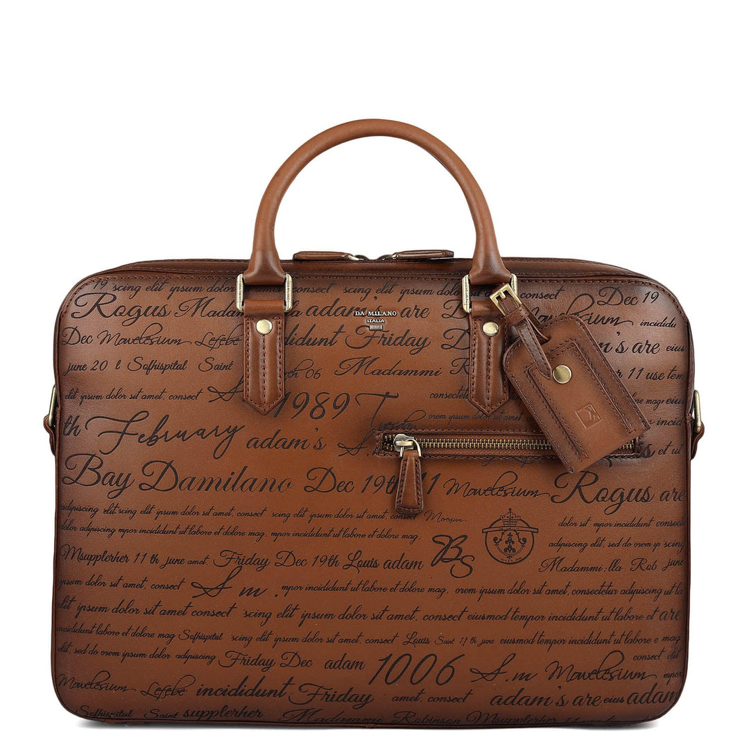 Signato Leather Laptop Bag - Cognac