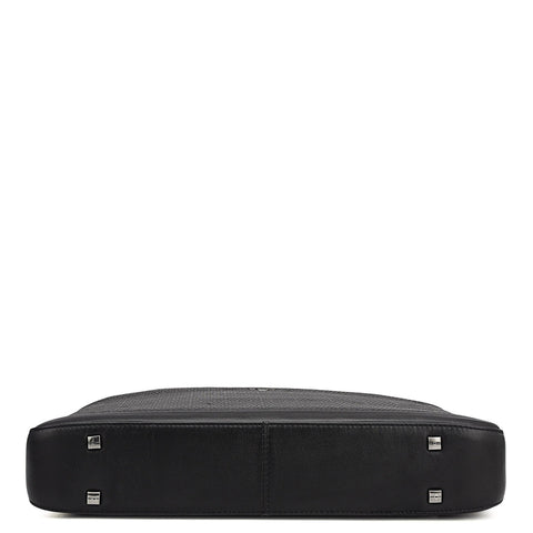 Mat Emboss Leather Laptop Bag - Black
