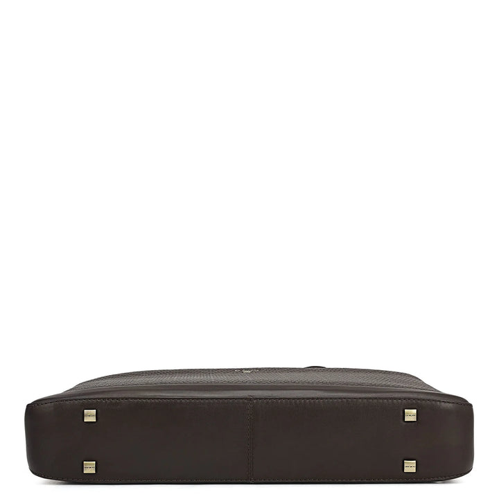 Mat Emboss Leather Laptop Bag - Brown