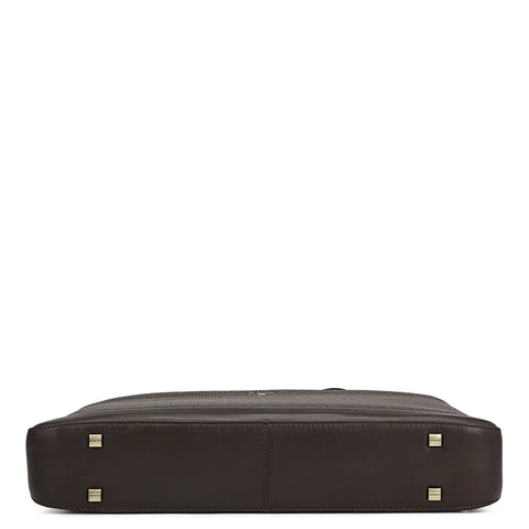Mat Emboss Leather Laptop Bag - Brown