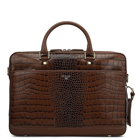 Croco Leather Laptop Bag - Date