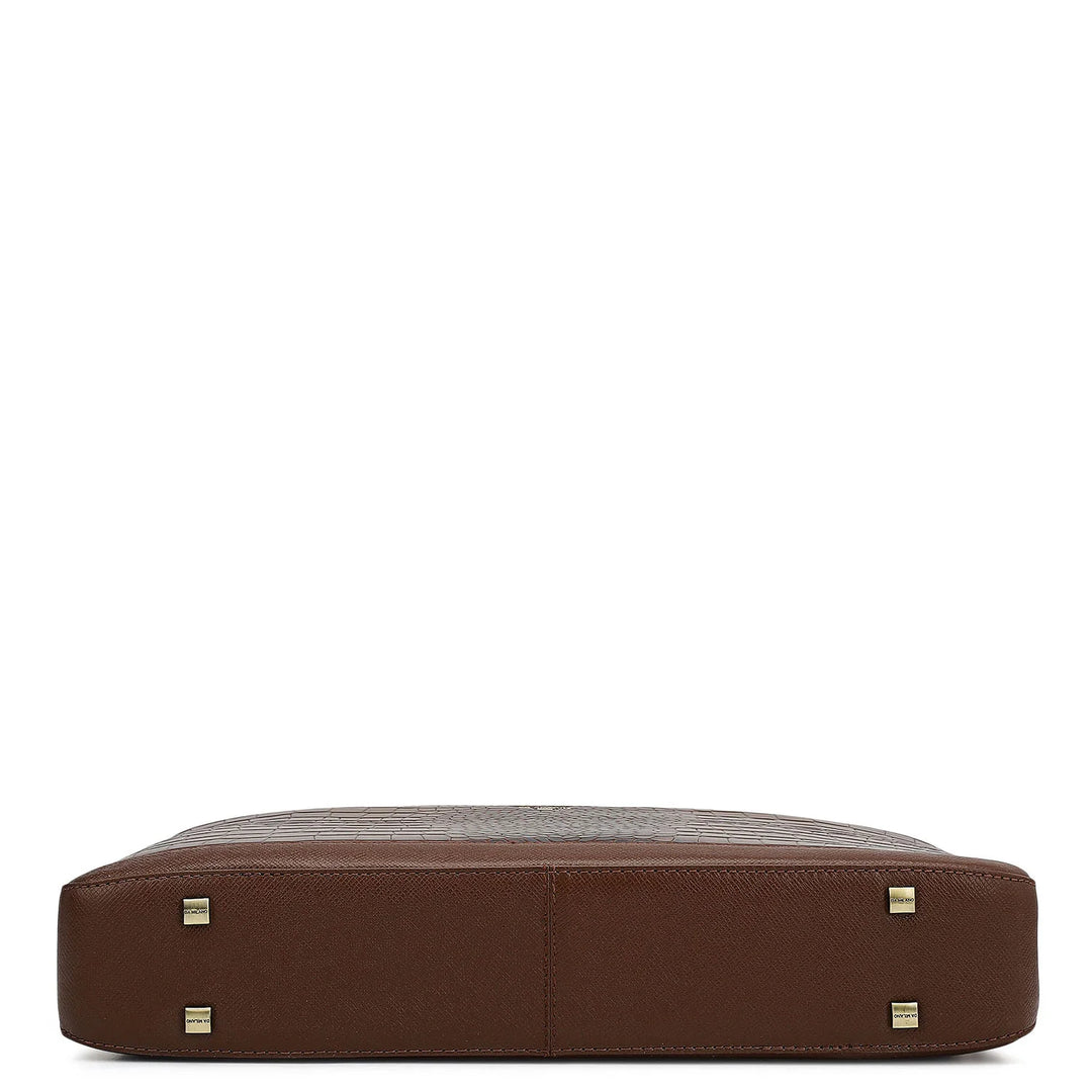 Croco Leather Laptop Bag - Date