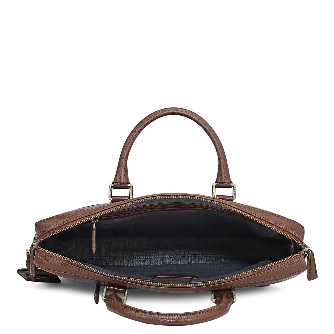 Croco Leather Laptop Bag - Date