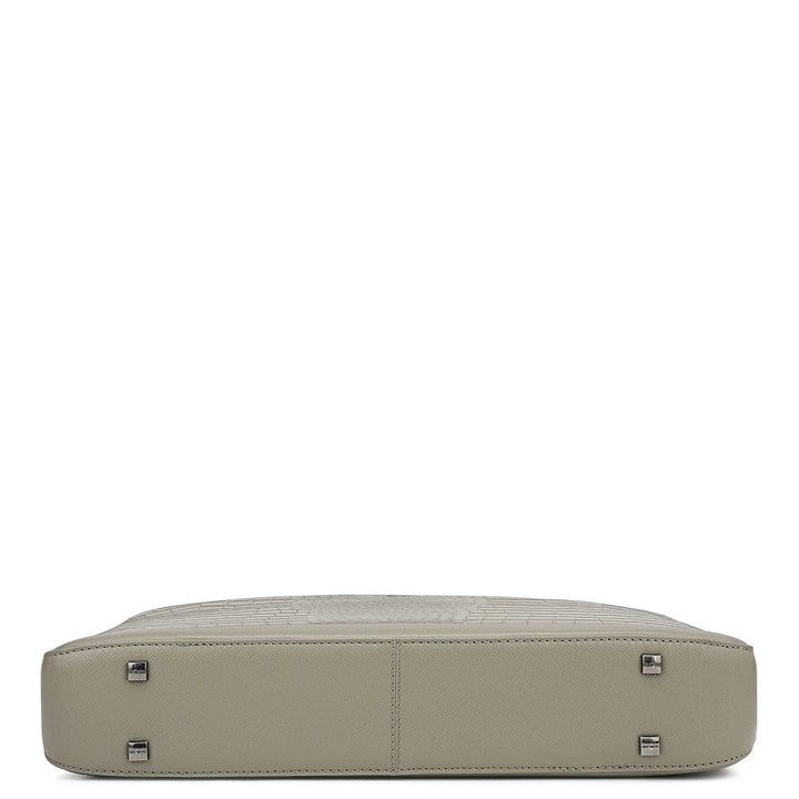 Croco Leather Laptop Bag - Stone Grey