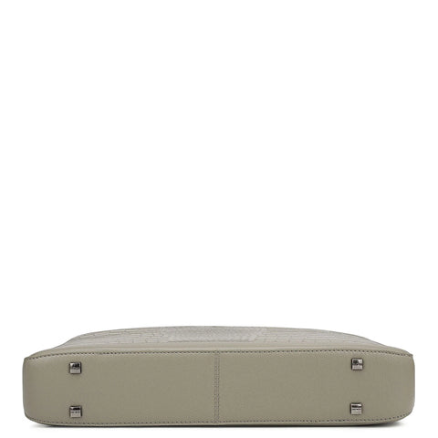 Croco Leather Laptop Bag - Stone Grey