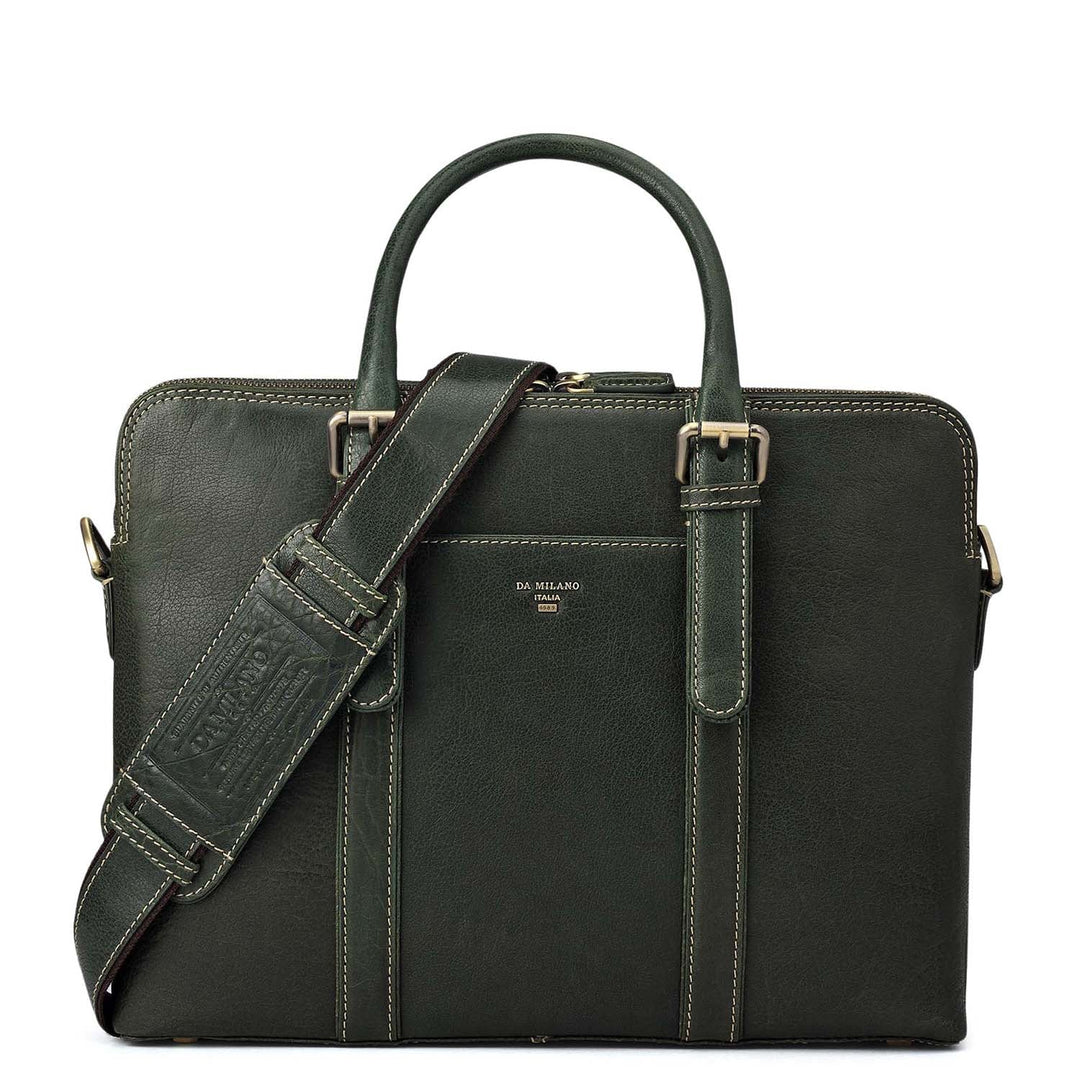 Elephant Pattern Leather Laptop Bag - Petrol Green