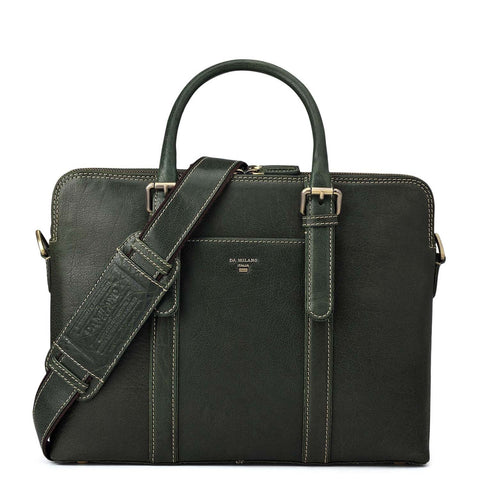 Elephant Pattern Leather Laptop Bag - Petrol Green