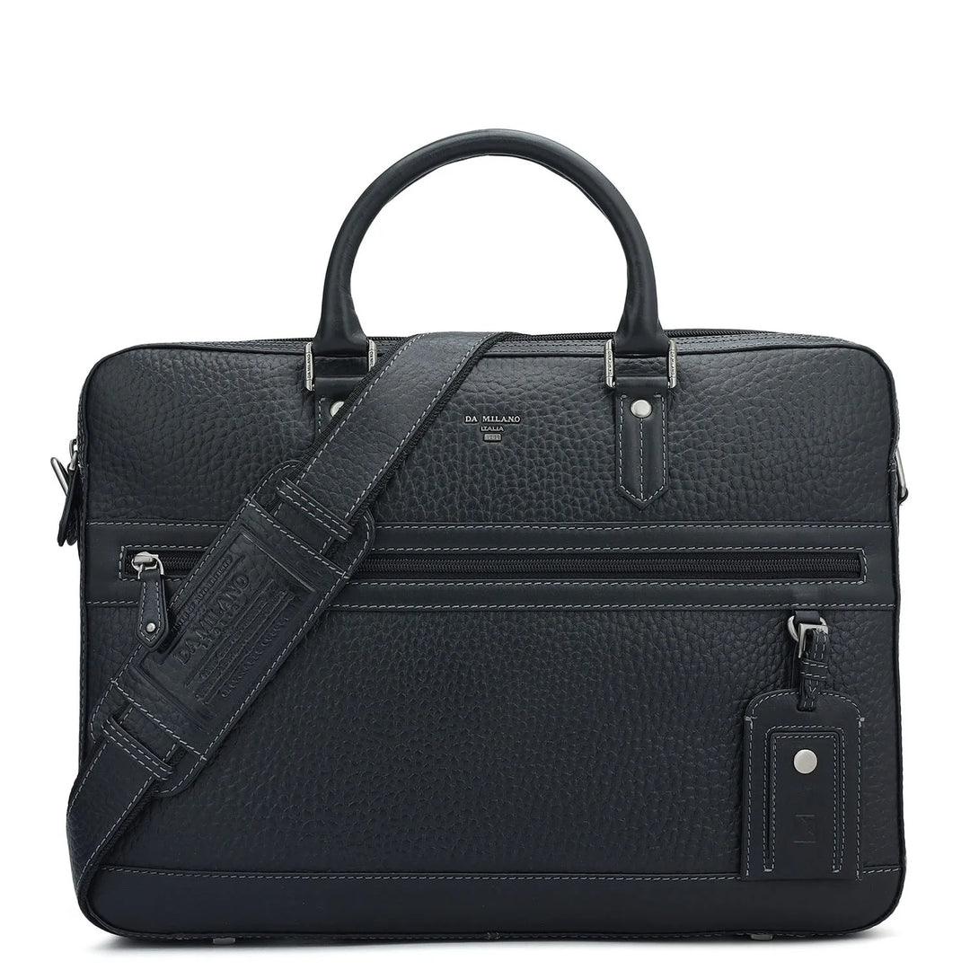 Black Bub Leather Laptop Bag - Upto 15"