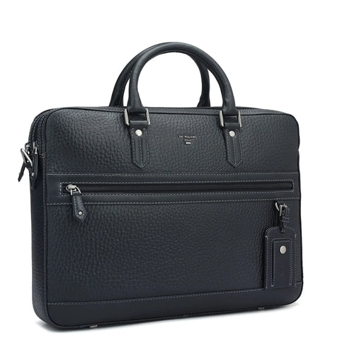 Black Bub Leather Laptop Bag - Upto 15"