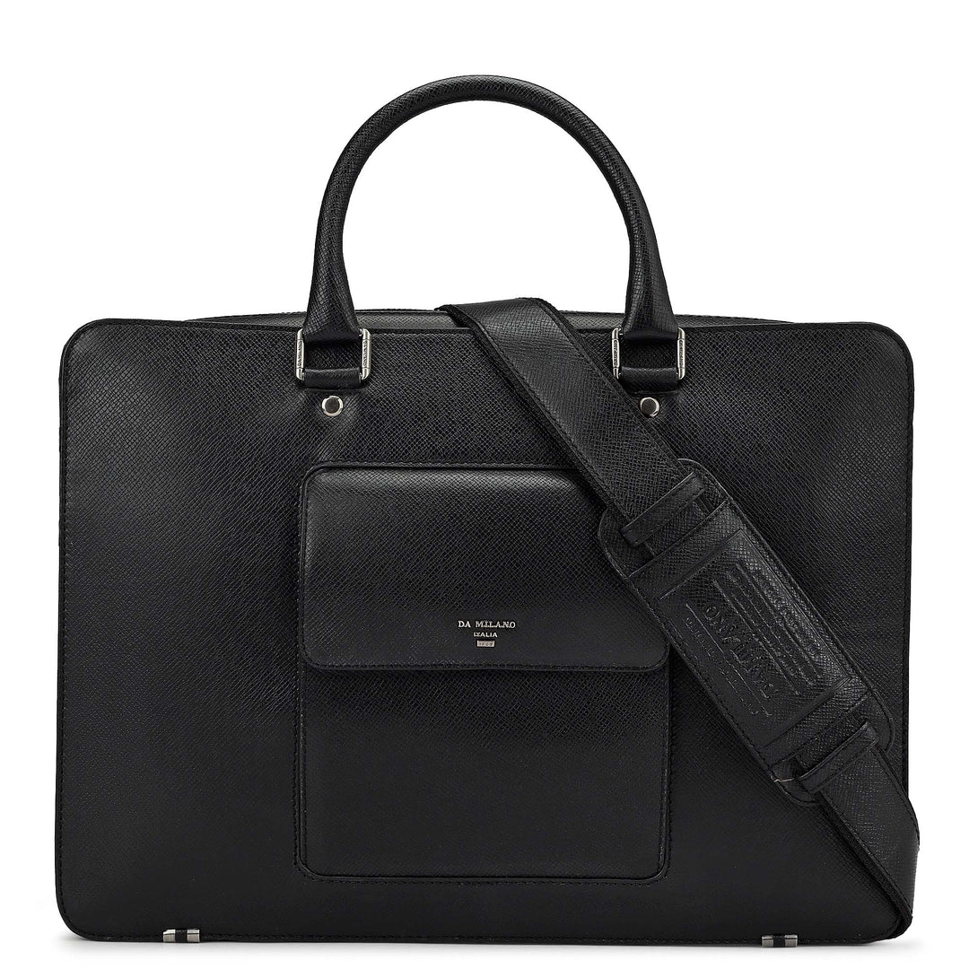 Black Franzy Leather Computer Bag - Upto 15"