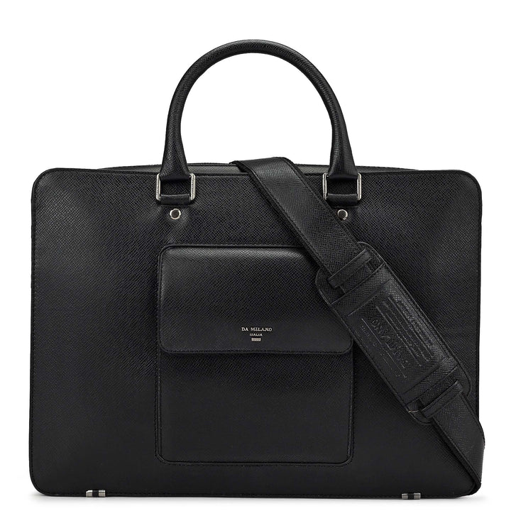 Black Franzy Leather Computer Bag - Upto 15"