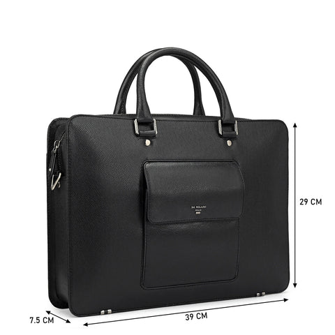 Black Franzy Leather Computer Bag - Upto 15"