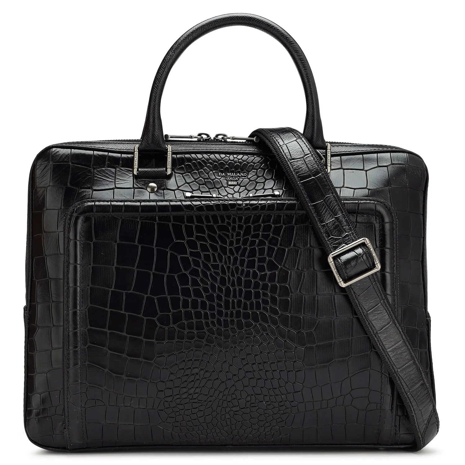 Black Croco Leather Computer Bag - Upto 14 – Damilano UAE