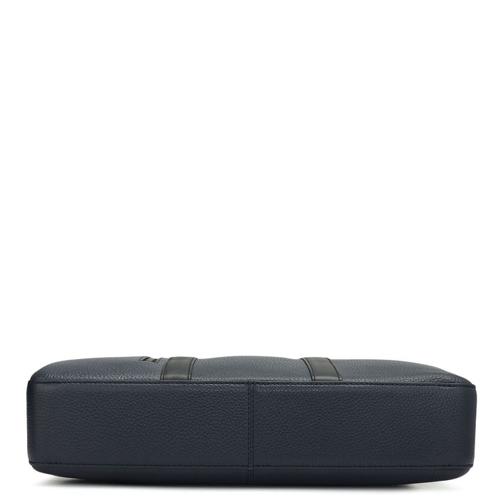 Wax Leather Laptop Bag - Navy