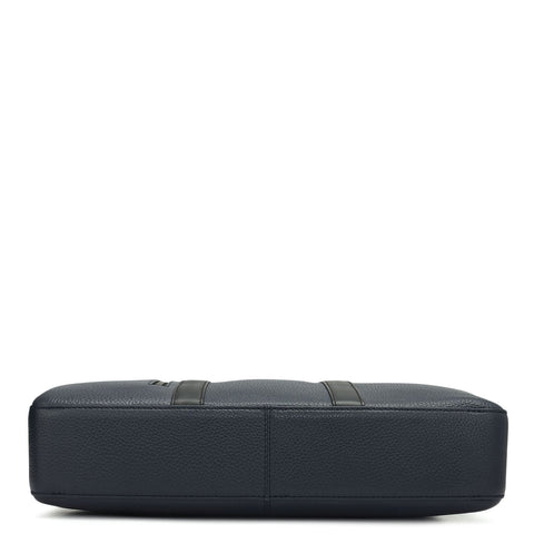 Wax Leather Laptop Bag - Navy