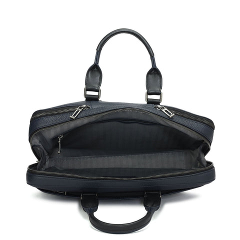 Wax Leather Laptop Bag - Navy