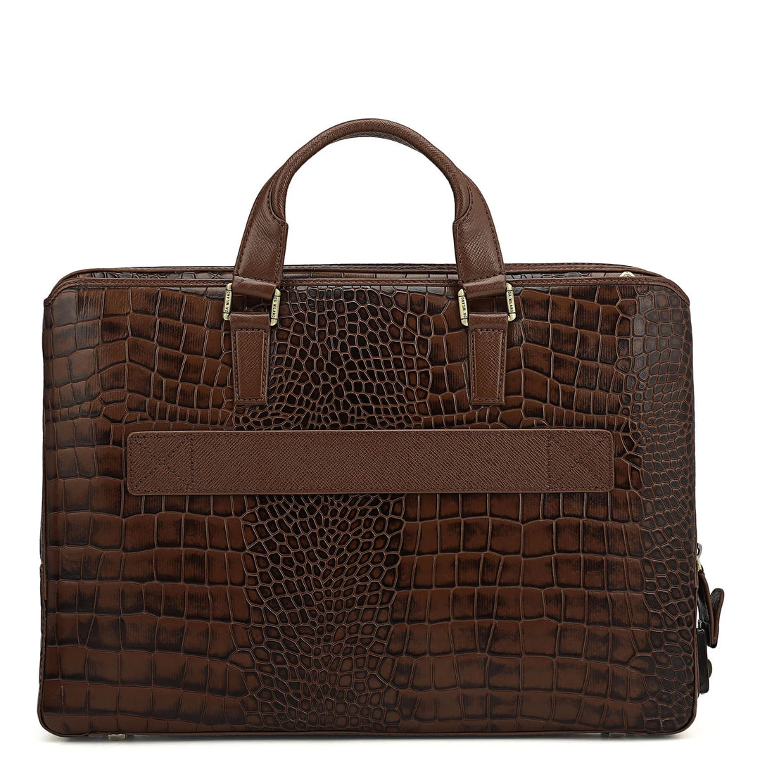 Croco Leather Laptop Bag - Date