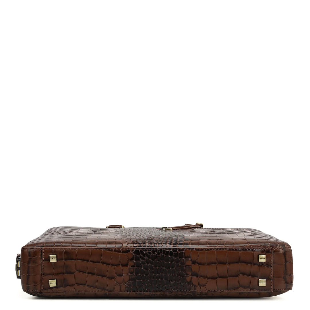 Croco Leather Laptop Bag - Date