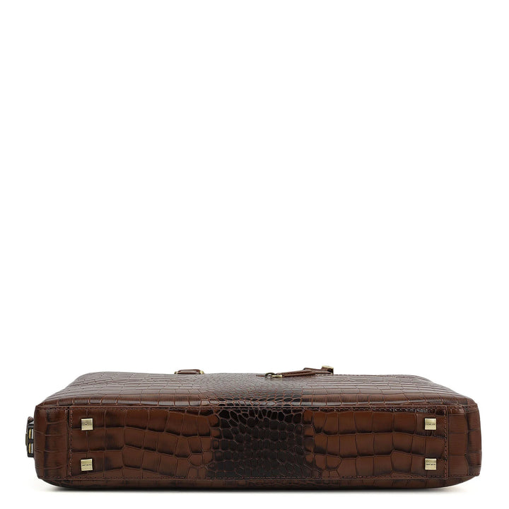Croco Leather Laptop Bag - Date